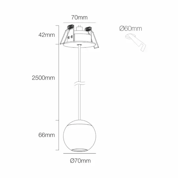 Suspension socle encastrable BORA rose doré – Image 2