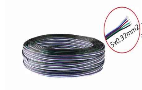 Cable basse tension RGBW 5x0.32 mm² 100 mètres (Drivers LED - transformateurs / Ruban LED et Bande LED)
