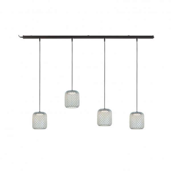 Rail suspension extérieure et 4 luminaires beige (Suspensions Design & Déco / Éclairage intérieur LED)