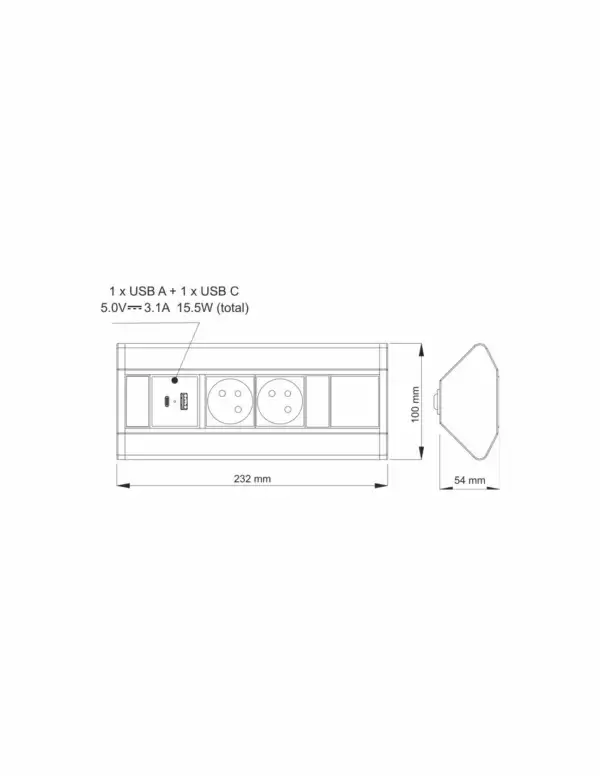 Bloc 2 prises et 2 USB – Image 2