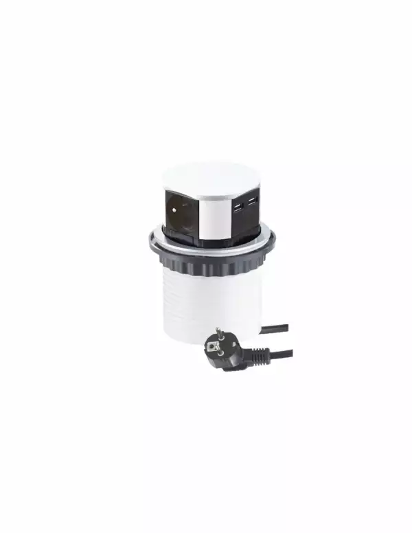 DESIGN LIGHT Bloc télescopique 3 prises 2 USB (Prises encastrables saillies et d'angle / Accessoires)
