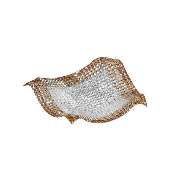 LUCE AMBIENTE E DESIGN Plafonnier RUMBA en cristal transparent et ambré avec neuf ampoules G9 (Plafonnier / Éclairage intérieur LED)