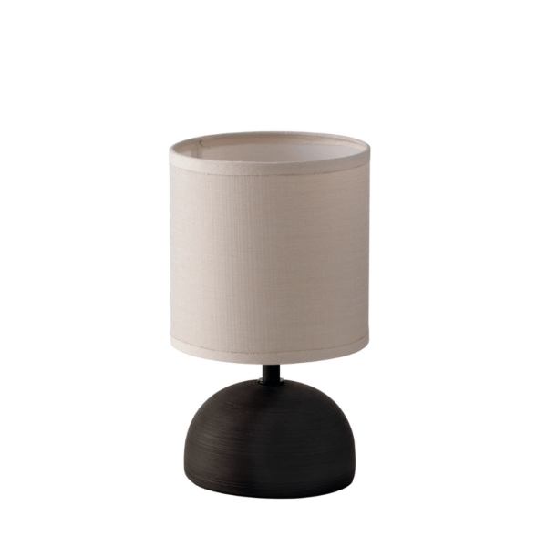 LUCE AMBIENTE E DESIGN Lampe de table Furore en céramique marron avec abat-jour en tissu (Lampes de table / Éclairage décoratif)