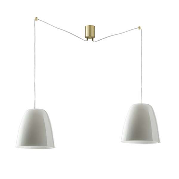 LUCE AMBIENTE E DESIGN Lampe à suspension ARES en métal doré avec deux diffuseurs en verre blanc (Suspensions Design & Déco / Éclairage intérieur LED)