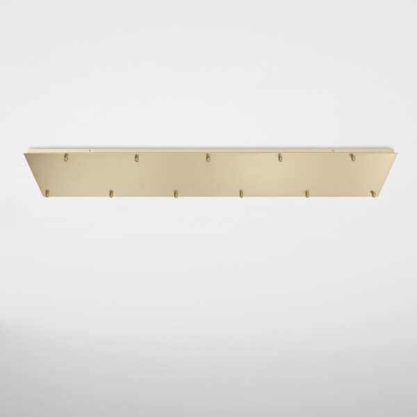 Rosace rectangulaire pour suspension PIREX à onze lumières en métal doré 140 x 28 cm – Image 2