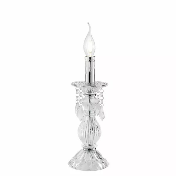LUCE AMBIENTE E DESIGN Lampe de table CRISTALLO en verre chromé avec pampilles en cristal (Lampes de table / Éclairage décoratif)