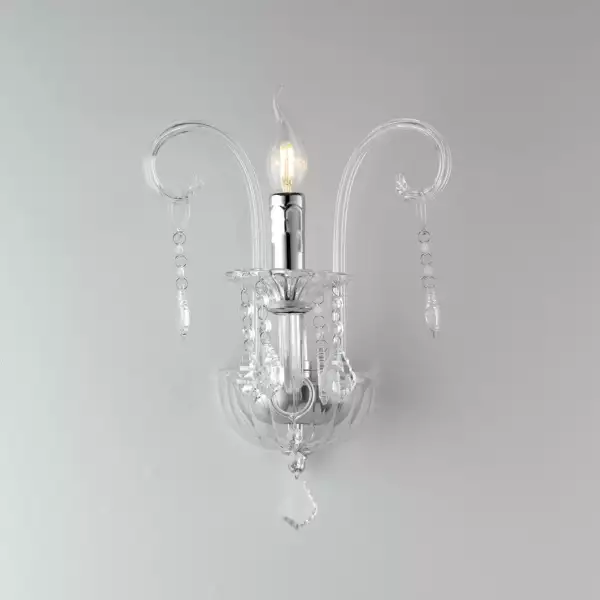 LUCE AMBIENTE E DESIGN Applique Cristallo en verre chromé avec pampilles en cristal (Applique murale / Éclairage intérieur LED)