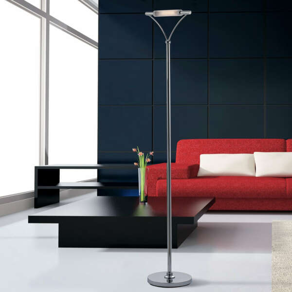 Lampadaire en métal chromé et verre – Image 2