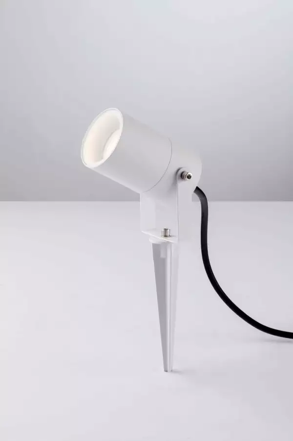 INTEC Projecteur d'extérieur AKRON en aluminium blanc avec piquet inclus (Projecteur LED / Éclairage extérieur LED)