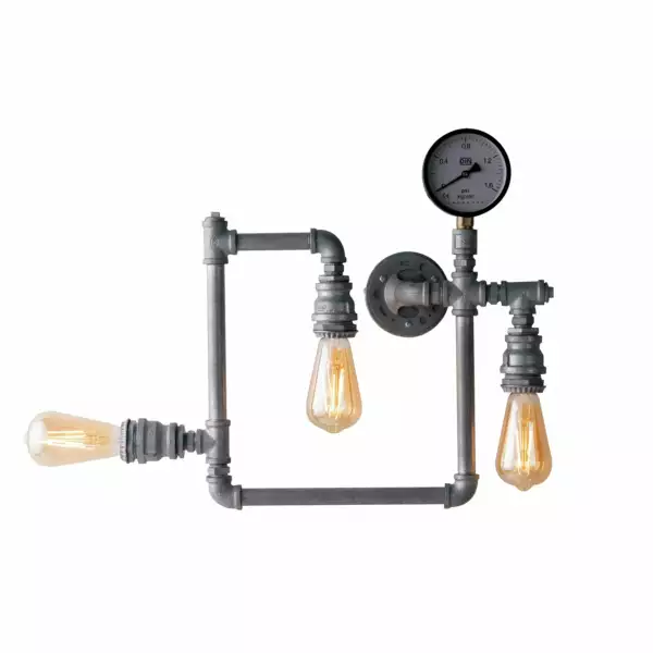 LUCE AMBIENTE E DESIGN Plafonnier AMARCORD en métal galvanisé vieilli à trois points lumineux (Plafonnier / Éclairage intérieur LED)