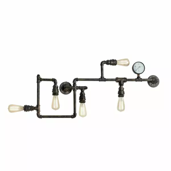 LUCE AMBIENTE E DESIGN Plafonnier amarcord en métal rouille vieilli à cinq points lumineux (Plafonnier / Éclairage intérieur LED)