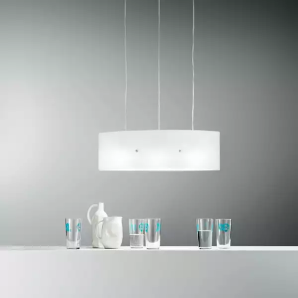 LUCE AMBIENTE E DESIGN Lampe à suspension Amsterdam en verre blanc à trois lumières (Suspensions Design & Déco / Éclairage intérieur LED)