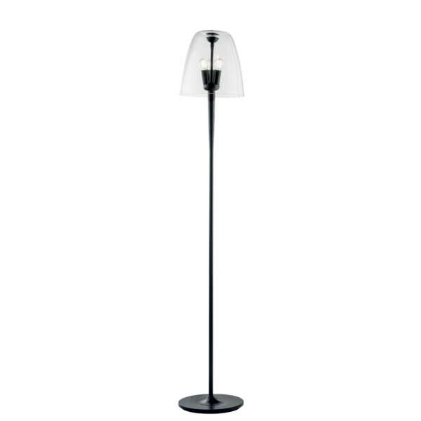 LUCE AMBIENTE E DESIGN Lampadaire ARES en métal noir et diffuseur en verre transparent 165 cm (Lampadaires / Éclairage décoratif)