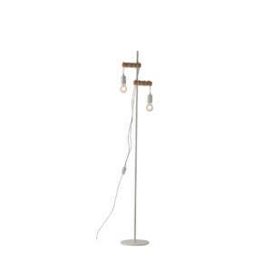 LUCE AMBIENTE E DESIGN Lampadaire ARIZONA avec structure en bois naturel et structure en métal blanc (Lampadaires / Éclairage décoratif)
