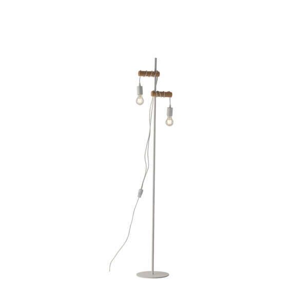 LUCE AMBIENTE E DESIGN Lampadaire ARIZONA avec structure en bois naturel et structure en métal blanc (Lampadaires / Éclairage décoratif)