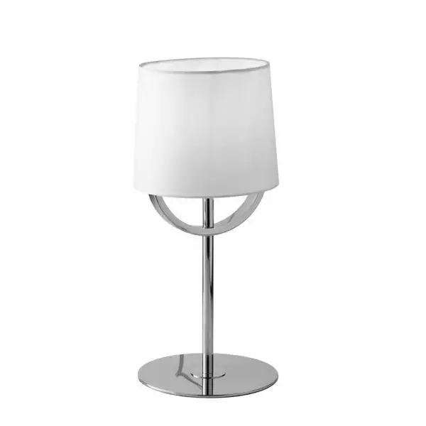 LUCE AMBIENTE E DESIGN Lampe de table ASTORIA en métal chromé avec abat-jour en tissu (Lampes de table / Éclairage décoratif)