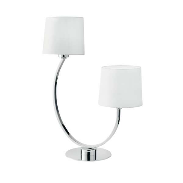 LUCE AMBIENTE E DESIGN Lampe de table ASTORIA en métal chromé avec deux abat-jour en tissu (Lampes de table / Éclairage décoratif)
