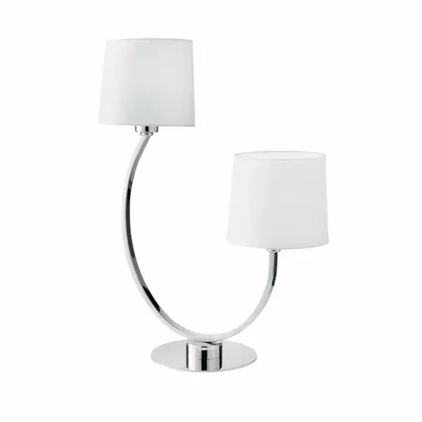 LUCE AMBIENTE E DESIGN Lampe de table ASTORIA en métal chromé avec deux abat-jour en tissu (Lampes de table / Éclairage décoratif)