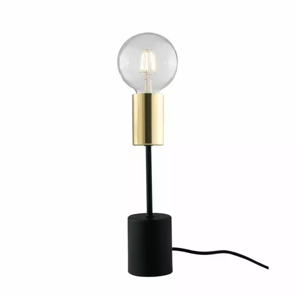 LUCE AMBIENTE E DESIGN Lampe de table AXON en métal noir et doré avec câble en tissu (Lampes de table / Éclairage décoratif)