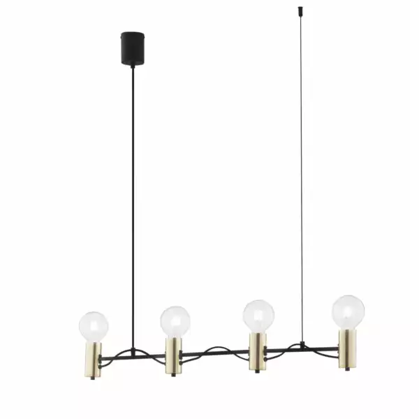 LUCE AMBIENTE E DESIGN Suspension AXON à quatre lumières en métal noir et doré (Suspensions Design & Déco / Éclairage intérieur LED)