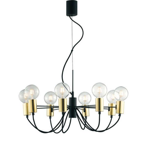 LUCE AMBIENTE E DESIGN Suspension AXON à huit lumières en métal noir et doré (Suspensions Design & Déco / Éclairage intérieur LED)