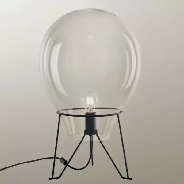 Lampe Azuma en verre transparent avec structure en métal noir 52 cm – Image 2