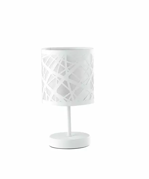LUCE AMBIENTE E DESIGN Lampe de table batik en acier blanc avec décorations découpées au laser (Lampes de table / Éclairage décoratif)