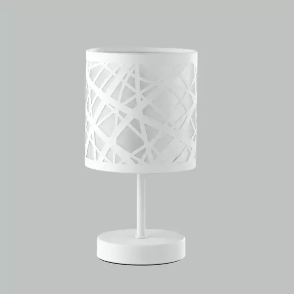 Lampe de table batik en acier blanc avec décorations découpées au laser – Image 2