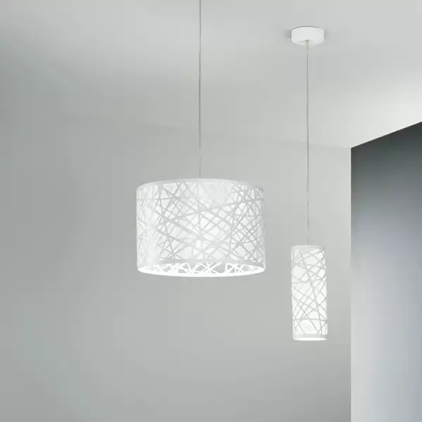 Lampe à suspension batik en acier blanc avec décorations découpées au laser 35 cm – Image 3