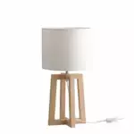 Lampe de table BERRY en bois naturel avec abat-jour en tissu blanc