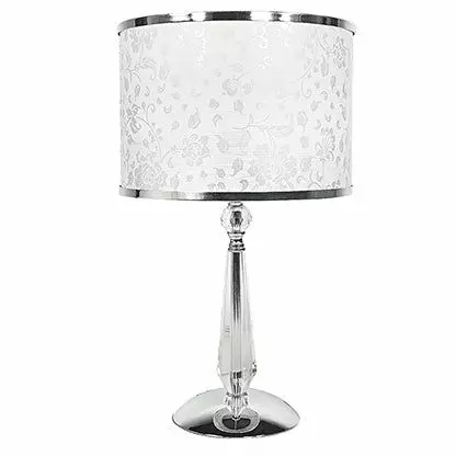 LUCE AMBIENTE E DESIGN Lampe boeme en métal chromé et cristaux avec abat-jour pailleté 62 cm (Lampes de table / Éclairage décoratif)
