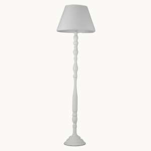 LUCE AMBIENTE E DESIGN Lampadaire bourlesque en bois blanc avec abat-jour en tissu (Lampadaires / Éclairage décoratif)