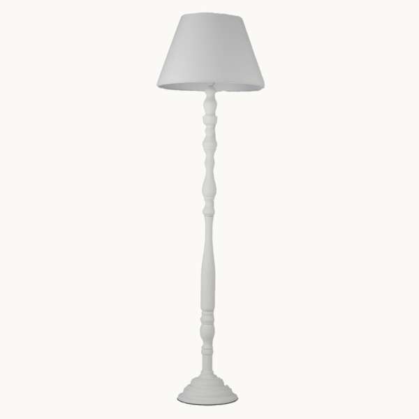 LUCE AMBIENTE E DESIGN Lampadaire bourlesque en bois blanc avec abat-jour en tissu (Lampadaires / Éclairage décoratif)