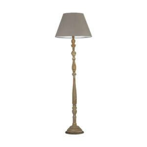 LUCE AMBIENTE E DESIGN Lampadaire boutique en bois naturel avec abat-jour en tissu gris tourterelle (Lampadaires / Éclairage décoratif)