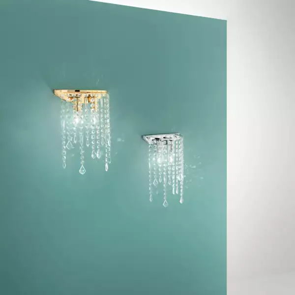 LUCE AMBIENTE E DESIGN Applique BREEZE en métal doré avec pampilles en cristal (Applique murale / Éclairage intérieur LED)