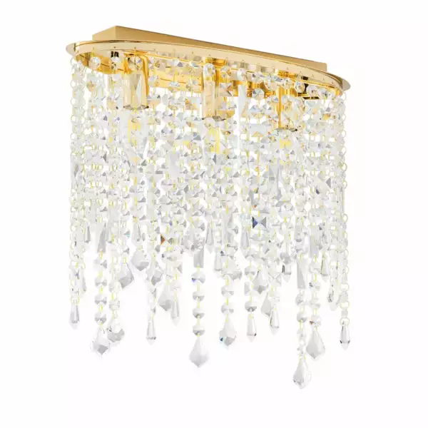 LUCE AMBIENTE E DESIGN Plafonnier BREEZE en métal doré avec pampilles en cristal (Plafonnier / Éclairage intérieur LED)