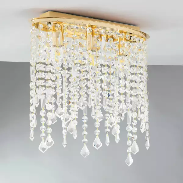 Plafonnier BREEZE en métal doré avec pampilles en cristal – Image 2