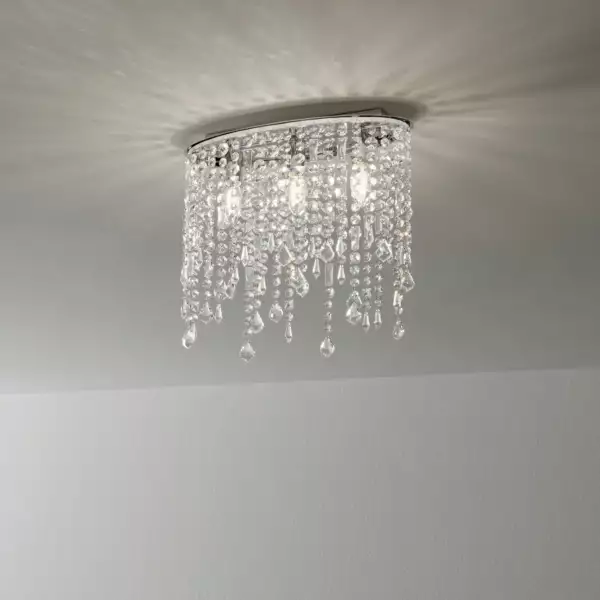 LUCE AMBIENTE E DESIGN Plafonnier BREEZE en métal chromé avec pampilles en cristal (Plafonnier / Éclairage intérieur LED)