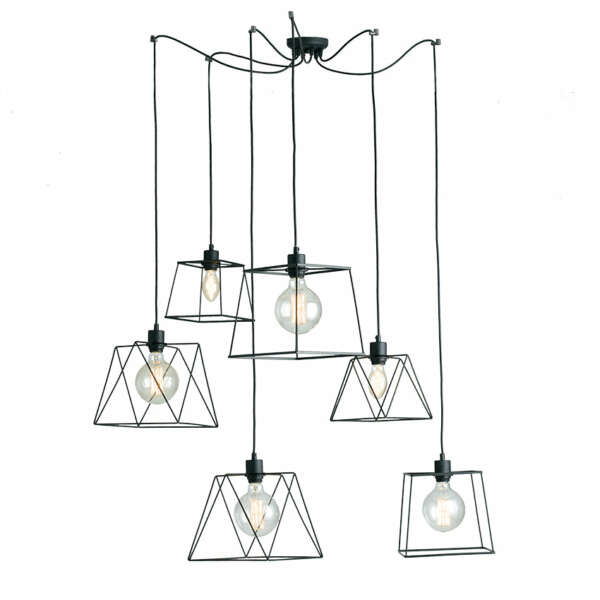 LUCE AMBIENTE E DESIGN Lampe à suspension BROOKLYN en métal noir à six lumières (Suspensions Design & Déco / Éclairage intérieur LED)