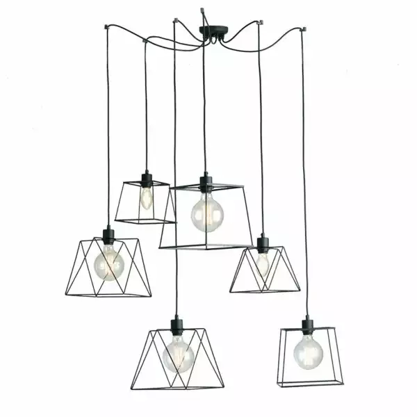 LUCE AMBIENTE E DESIGN Lampe à suspension BROOKLYN en métal noir à six lumières (Suspensions Design & Déco / Éclairage intérieur LED)