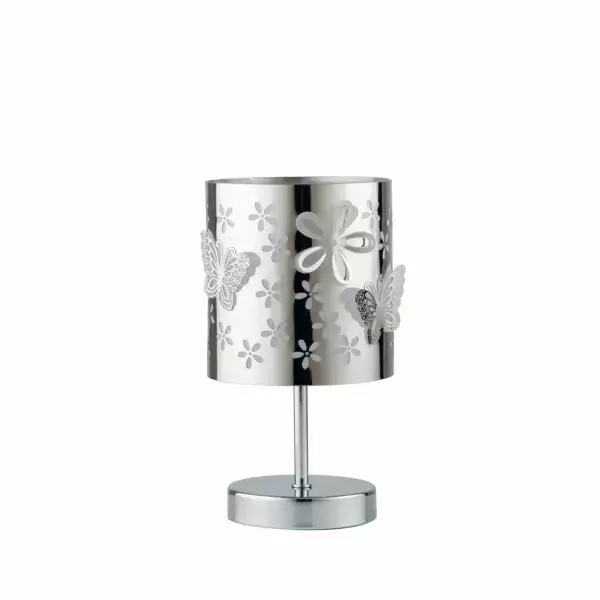LUCE AMBIENTE E DESIGN Lampe de table BUTTERFLY en acier chromé avec décoration laser (Lampes de table / Éclairage décoratif)