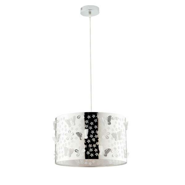 LUCE AMBIENTE E DESIGN Suspension papillon en acier chromé avec décoration laser 35 cm (Suspensions Design & Déco / Éclairage intérieur LED)
