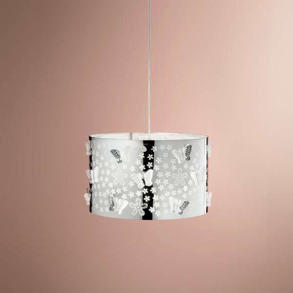 Suspension papillon en acier chromé avec décoration laser 35 cm – Image 3