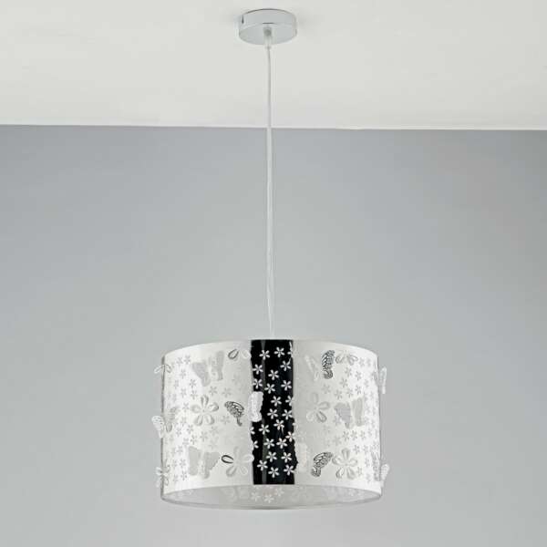Suspension papillon en acier chromé avec décoration laser 35 cm – Image 2