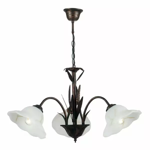 LUCE AMBIENTE E DESIGN Lampe à suspension BYRON en métal effet rouille avec trois diffuseurs en verre (Suspensions Design & Déco / Éclairage intérieur LED)
