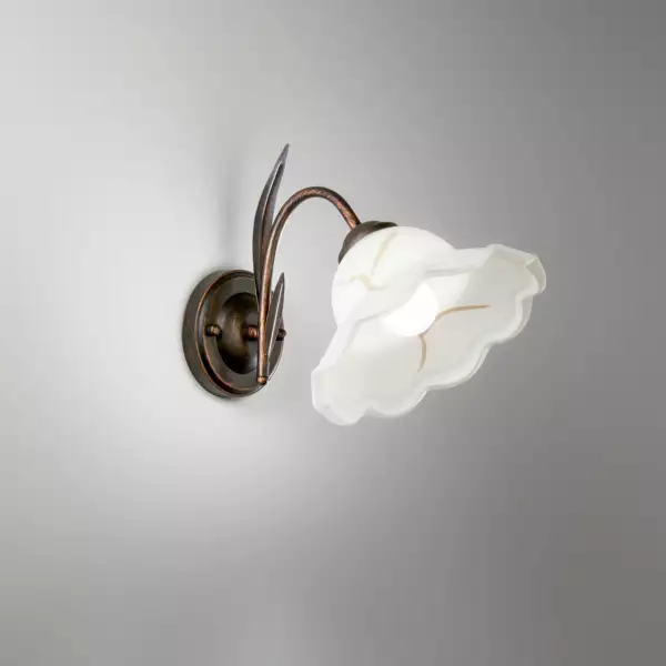 Applique BYRON en métal effet rouille avec diffuseur en verre – Image 2