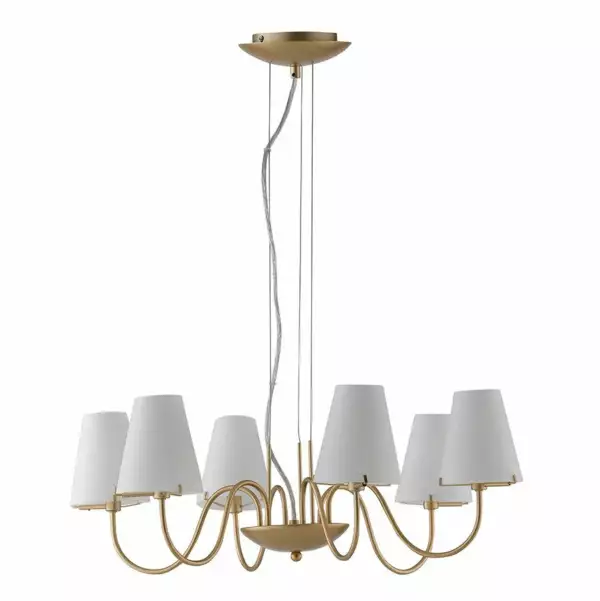 LUCE AMBIENTE E DESIGN Lustre canto en métal doré avec six diffuseurs en verre blanc (Suspensions Design & Déco / Éclairage intérieur LED)