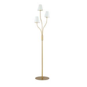 LUCE AMBIENTE E DESIGN Lampadaire canto en métal doré avec trois diffuseurs en verre blanc (Lampadaires / Éclairage décoratif)