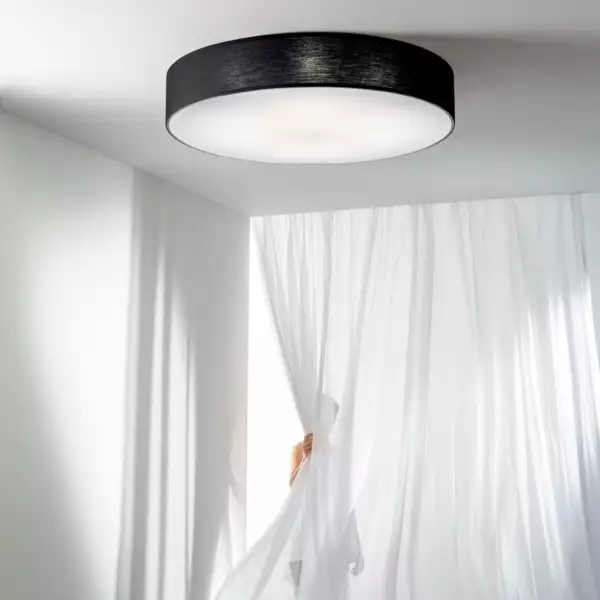 Plafonnier Capital en métal et tissu noir 98 cm – Image 2