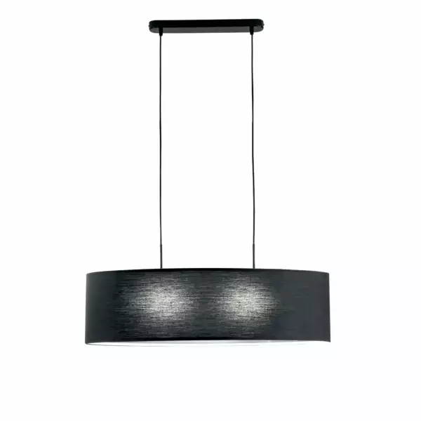 LUCE AMBIENTE E DESIGN Lampe à suspension capital en métal avec diffuseur en tissu noir 150 x 78 cm (Suspensions Design & Déco / Éclairage intérieur LED)
